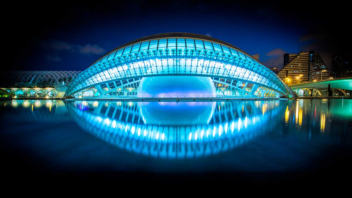 L’Hemisfèric in Valencia, Spain is part of the City of Arts and Sciences